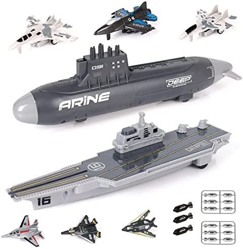Aircraft Carrier Military Naval Ship Toy Play Set With Small Scale Model Planes Fighter Jets Battleship And Supply Ship For Kids Boy Girl Age 5+ Party Favors Gifts Naval Ship-02 - Naval-Themed Activity Set