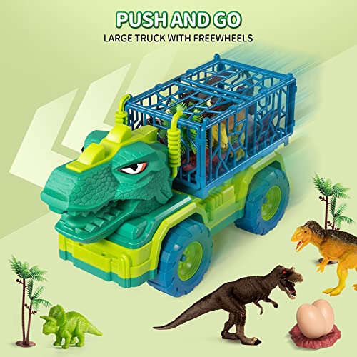 Budget Dinosaur Truck Toys For Kids 3-5 Years Tyrannosaurus Transport Car Carrier Truck With 8 Dino Figures Activity Play Mat Dinosaur Eggs Capture Jurassic Dinosaur Play Set For Boys And Girls - Creative Track-Building Edition