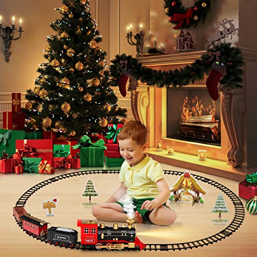 Cheap Train Set – Train Toy For Boys Girls W/ Smokes Lights & Sound Railway Kits W/ Steam Locomotive Engine Cargo Cars & Tracks Christmas Gifts For 3 4 5 6 7 8+ Year Old Kids Red - Interactive Railway Play Set