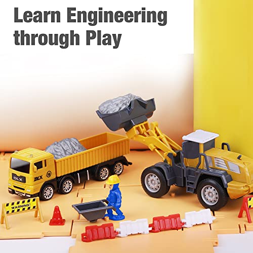 Promo Construction Site Vehicles Toy Set Kids Engineering Playset Tractor Digger Crane Dump Trucks Excavator Cement Steamroller Birthday Gift For 3 4 5 Year Old Toddlers Boys Child - Hands-On Tractor Play Collection