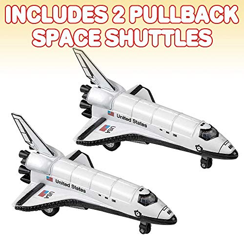 Diecast Space Shuttle With Pullback Mechanism Set Of 2 Diecast Metal NASA Space Toys For Boys Astronaut Cake Decorations Astronaut Space Theme Party Favors - Space-Themed Activity Set