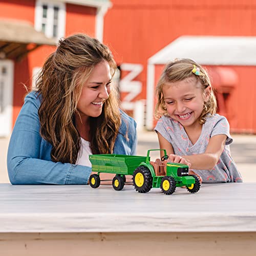 TOMY John Deere Kids Tractor Toy With Flarebox Wagon Set 8 Inches - Hands-On Tractor Play Collection