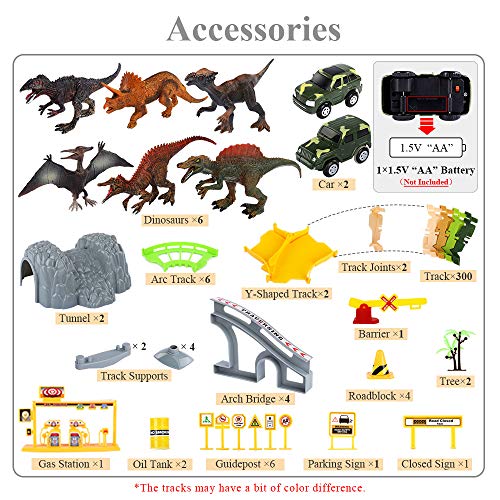 New Dinosaur Train Toys For Kids Longer Track 6 Realistic Jurassic Dino Figures 2 Electric Toy Car Twisted Flexible Train Track Set For Toddlers Boys & Girls 3 4 5 6 7 Years - Creative Track-Building Edition