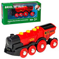 RIO World 33592 Mighty Red Action Locomotive Battery Operated Toy Train With Light And Sound Effects For Kids Age 3 And Up - Interactive Railway Play Set