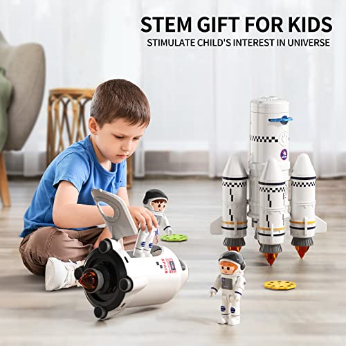 New Space Shuttle Rocket Toys For 3 4 5 6 7 8 9 Years Old Kids Science Educational Toys 5-in-1 STEM Aerospace Toys With 2 Astronauts Projection Lamp Space Adventure Toys Gift For Boys Girls 3+ - Space-Themed Activity Set