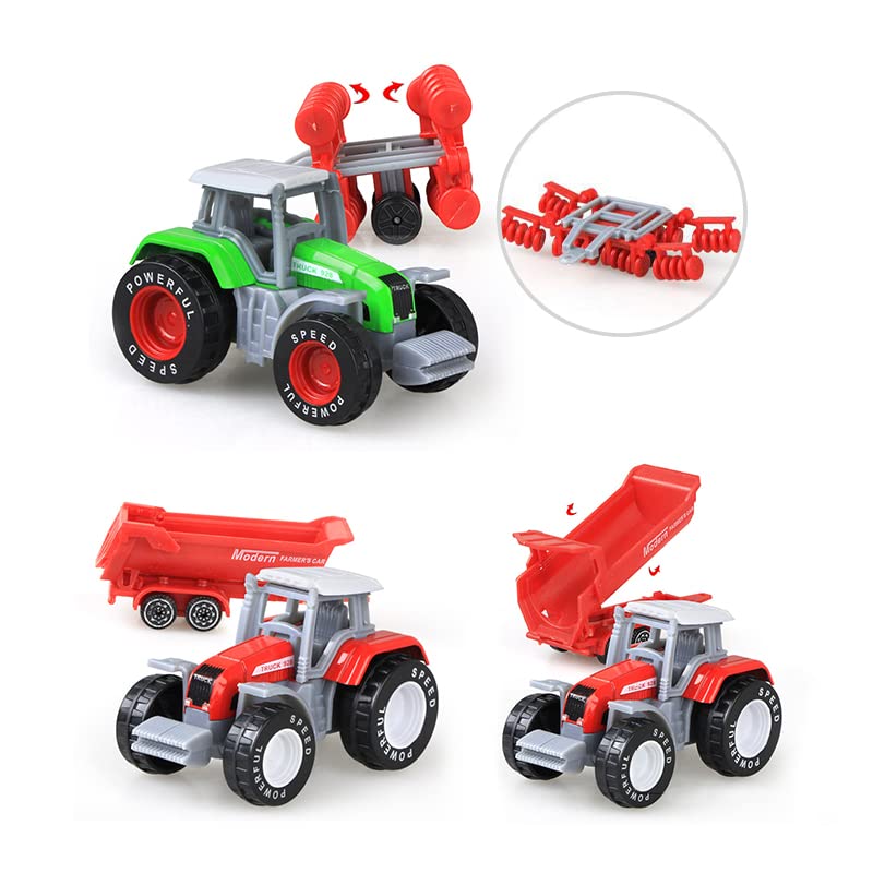 Kid s Farm Tractor Toys With Trailers ,Alloy And ABS Toy Truck Realistic Tractor Vehicle Value Play Set Set Of 4 - Hands-On Tractor Play Collection