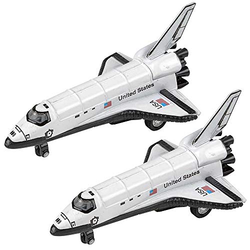 Diecast Space Shuttle With Pullback Mechanism Set Of 2 Diecast Metal NASA Space Toys For Boys Astronaut Cake Decorations Astronaut Space Theme Party Favors - Space-Themed Activity Set