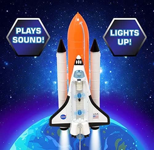 ASA Space Shuttle Toy For Kids Pretend Play 2 Piece Set Rocket Ship With Lights And Sound Diecast Spaceship For Boys Girls Toddlers - Space-Themed Activity Set