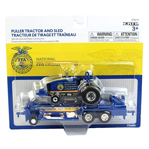 New Set Of 2 1/64 FFA Die-cast Pulling Tractors & Sleds 37480 - Hands-On Tractor Play Collection