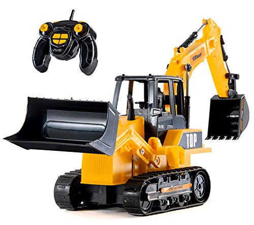 8 Channel Full Functional RC Excavator Backhoe Loader Battery Powered Electric RC Remote Control Construction Tractor With Lights & Sound TR-119 - Hands-On Tractor Play Collection