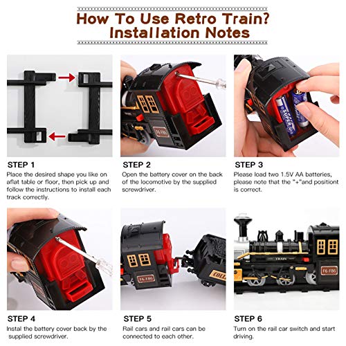 Electric Christmas Train Set For Kids Battery-Powered Train Toys With Sounds Include 4 Cars And 10 Tracks Classic Toy Train Set For 3 4 5 6 Years Old Boys Girls - Interactive Railway Play Set