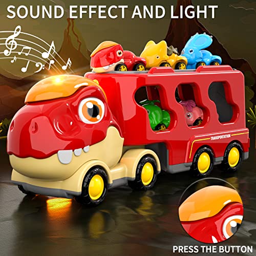 New Dinosaur Truck Toys For Kids 3-5 Years Cars Toys For Toddler 1-3 6 In 1 Jurassic Dinosaurs Trucks Toys Semi Truck Toy Car For Boys And Girls Age 2-3 well-suited Gift For Baby & Toddler Toys - Creative Track-Building Edition
