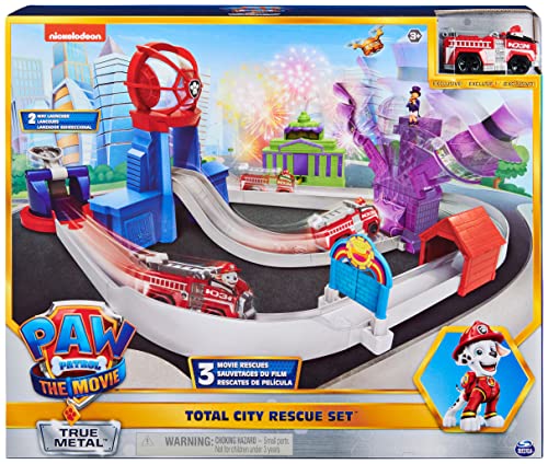 True Metal Total City Rescue Movie Track Set With Exclusive Marshall Vehicle 1:55 Scale Kids Toys For Ages 3 And Up - Creative Track-Building Edition