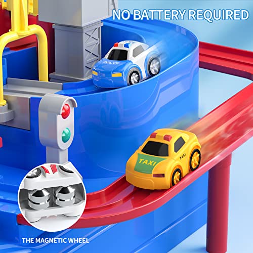Kids Race Track Toys For Boy Car Adventure Toy For 3 4 5 6 7 Years Old Boys Girls Puzzle Rail Car City Rescue Playsets Magnet Toys W/ 3 Mini Cars Preschool Educational Car Games Gift Toys - Creative Track-Building Edition