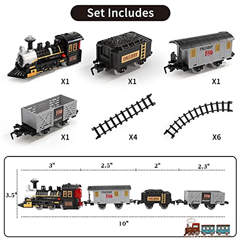 Electric Christmas Train Set For Kids Battery-Powered Train Toys With Sounds Include 4 Cars And 10 Tracks Classic Toy Train Set For 3 4 5 6 Years Old Boys Girls - Interactive Railway Play Set