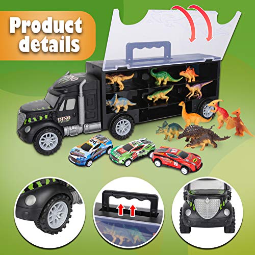 Dinosaur Toys For Kids 3-5 Dinosaur Truck Carrier Transport Truck Dinosaurs Toys For Boys And Girls 3 4 5 6 Years Old With Dino Eggs 23 Pcs Kids Toys Dinosaur - Creative Track-Building Edition
