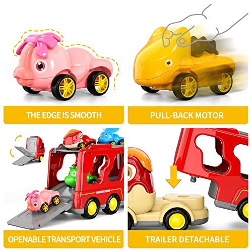 New Dinosaur Truck Toys For Kids 3-5 Years Cars Toys For Toddler 1-3 6 In 1 Jurassic Dinosaurs Trucks Toys Semi Truck Toy Car For Boys And Girls Age 2-3 well-suited Gift For Baby & Toddler Toys - Creative Track-Building Edition