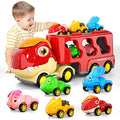 New Dinosaur Truck Toys For Kids 3-5 Years Cars Toys For Toddler 1-3 6 In 1 Jurassic Dinosaurs Trucks Toys Semi Truck Toy Car For Boys And Girls Age 2-3 well-suited Gift For Baby & Toddler Toys - Creative Track-Building Edition