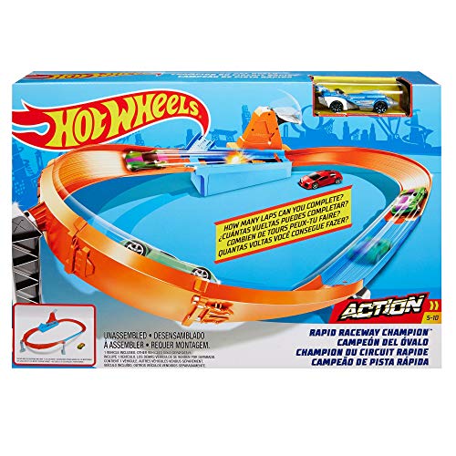Rapid Raceway Champion Action Hot Wheels Championship Track Speed Boost Oval Track Ages 4 And Older - Creative Track-Building Edition