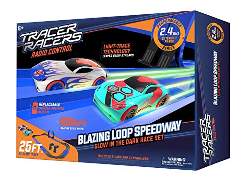 2.4 GHz Radio Control Remote Slot-Less Cordless Racing Blazin Loop Speedway Track Set With Two C - Creative Track-Building Edition