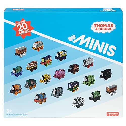 Budget MINIS Toy Train Pack Set Of 20 Miniature Push-Along Engines And Railway Vehicles For Preschool Pretend Play - Interactive Railway Play Set