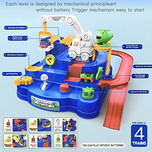 New Toddler Race Track Kids Boy Car Toys Age 3 4 Year Old Boys Girls Preschool Puzzle Rail Car Adventure City Rescue Game Parking Garage Playset Birthday Educational Gifts For Kids Ages 3 4 5 6 Years Old - Creative Track-Building Edition