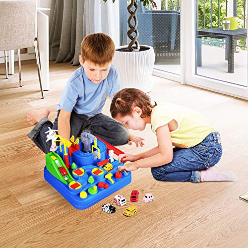 Car Adventure Toys For Kids City Rescue Playsets Magnet Toys W/ 5 Mini Cars Puzzle Rail Car Preschool Educational Car Games Gift For 3 4 5 6 7 Year Old Boys Girls - Creative Track-Building Edition