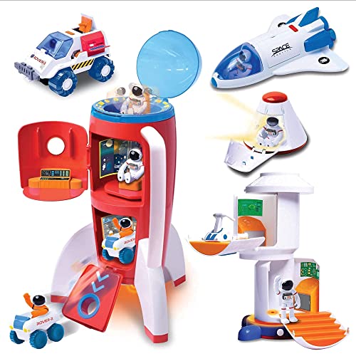 Stro Venture Deluxe Space Playset Toy – Space Shuttle Space Station & Capsule Space Rover & Rocket W/Lights And Sound – Space Toys For Boys And Girls - Space-Themed Activity Set