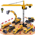 Promo Construction Site Vehicles Toy Set Kids Engineering Playset Tractor Digger Crane Dump Trucks Excavator Cement Steamroller Birthday Gift For 3 4 5 Year Old Toddlers Boys Child - Hands-On Tractor Play Collection