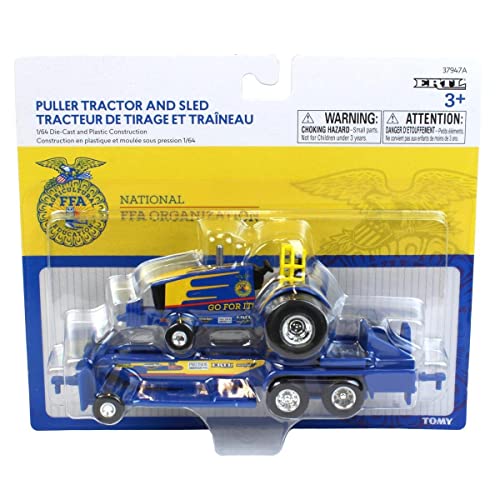 New Set Of 2 1/64 FFA Die-cast Pulling Tractors & Sleds 37480 - Hands-On Tractor Play Collection