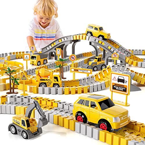 Wholesale IHaHa 236 PCS Construction Toys Race Tracks For Boys Kids Toys 6 PCS Construction Car And Flexible Track Playset Create A Engineering Road For 3 4 5 6 Year Old Boys Girls Toys - Creative Track-Building Edition