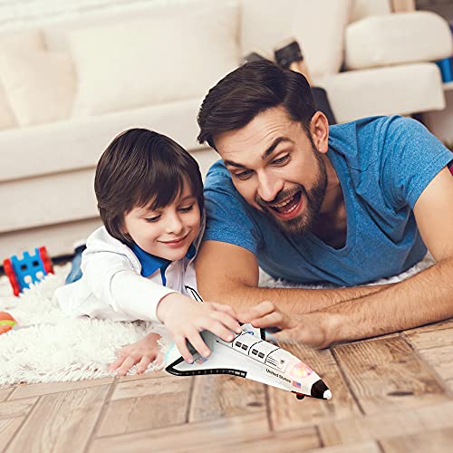 Light Up Space Shuttle Toy 1PC Battery Operated Spaceship Toy With LEDs Sounds And Pullback Motion Outer Space Party Decoration Great Space Gifts For Boys And Girls 6 Inches - Space-Themed Activity Set