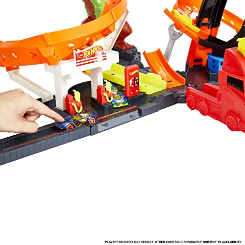 Cheap Toxic Gorilla Slam Gas Station & Tire Repair Shop Playset With Adjustable Launcher Lights & Sounds & 1 1:64 Scale Car Connects To Other Track Sets Gift For Kids 5 Years Old & Up - Creative Track-Building Edition