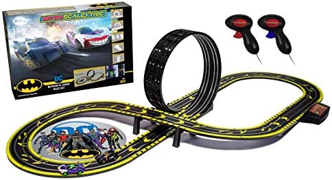 Micro Scalextric Justice League Batman Vs Joker Battery Powered 1:64 Slot Car Race Track Set G1155T Black - Creative Track-Building Edition