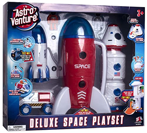 Stro Venture Deluxe Space Playset Toy – Space Shuttle Space Station & Capsule Space Rover & Rocket W/Lights And Sound – Space Toys For Boys And Girls - Space-Themed Activity Set