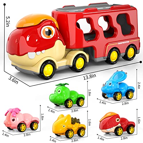 New Dinosaur Truck Toys For Kids 3-5 Years Cars Toys For Toddler 1-3 6 In 1 Jurassic Dinosaurs Trucks Toys Semi Truck Toy Car For Boys And Girls Age 2-3 well-suited Gift For Baby & Toddler Toys - Creative Track-Building Edition