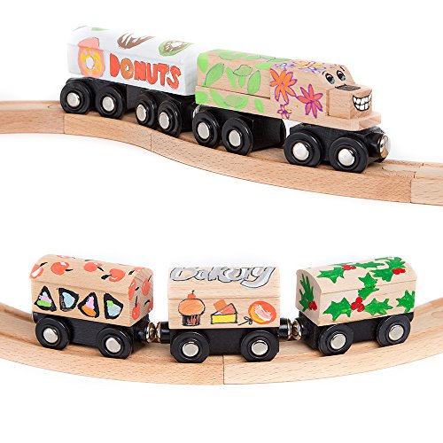 Deals 8 Unpainted Train Cars With 12 Colors Paint And Paint Brushes Set For Wooden Railway Compatible With Thomas Chuggington Brio Great For Birthday Party Train Theme - Interactive Railway Play Set