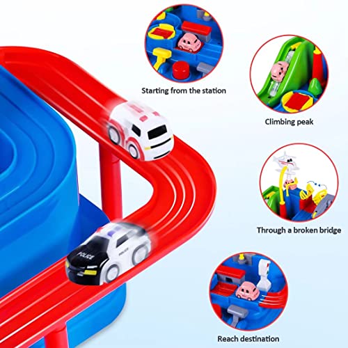 Car Adventure Toys For Kids City Rescue Playsets Magnet Toys W/ 5 Mini Cars Puzzle Rail Car Preschool Educational Car Games Gift For 3 4 5 6 7 Year Old Boys Girls - Creative Track-Building Edition