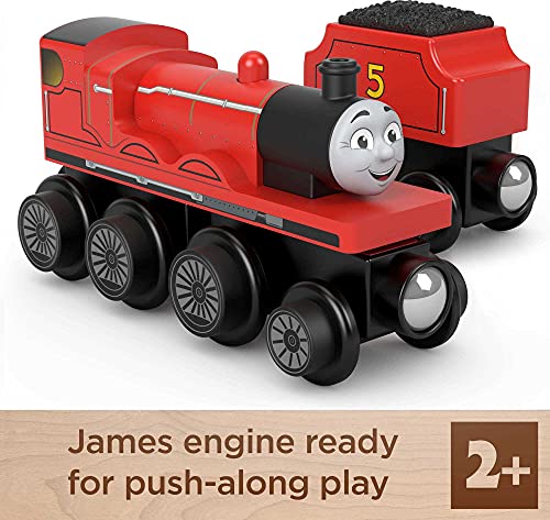 Cheap Wooden Railway James Engine And Coal Car Push-Along Train Made From Sustainably Sourced Wood For Kids 2 Years And Up - Interactive Railway Play Set