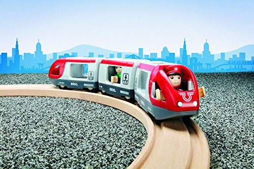 RIO World 33505 – Travel Train – 5 Piece Wooden Toy Train Set For Kids Age 3 And Up - Interactive Railway Play Set