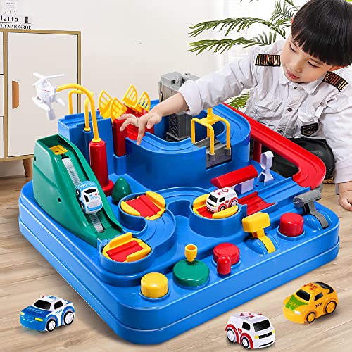 Kids Race Track Toys For Boy Car Adventure Toy For 3 4 5 6 7 Years Old Boys Girls Puzzle Rail Car City Rescue Playsets Magnet Toys W/ 3 Mini Cars Preschool Educational Car Games Gift Toys - Creative Track-Building Edition