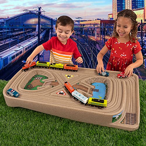 Portable Carry And Go Kids Race Track Toy Car Train Table 2-Sided No Assembly For Children 3 4 5 6 7 Years Old Boys Girls Made In USA - Creative Track-Building Edition