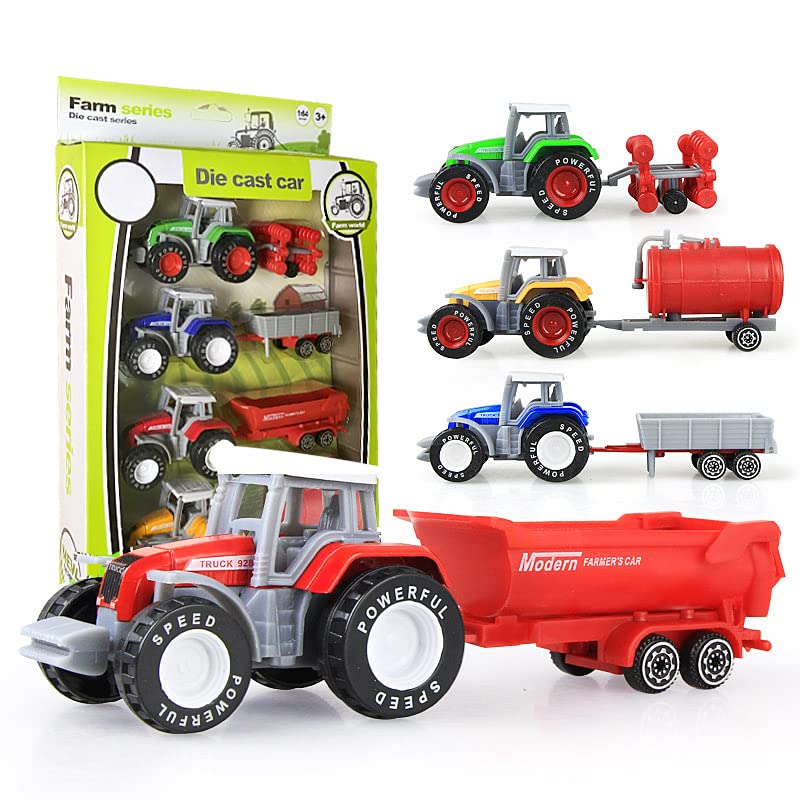 Kid s Farm Tractor Toys With Trailers ,Alloy And ABS Toy Truck Realistic Tractor Vehicle Value Play Set Set Of 4 - Hands-On Tractor Play Collection