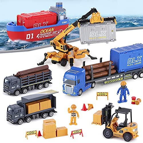 Promo Construction Site Vehicles Toy Set Kids Engineering Playset Tractor Digger Crane Dump Trucks Excavator Cement Steamroller Birthday Gift For 3 4 5 Year Old Toddlers Boys Child - Hands-On Tractor Play Collection