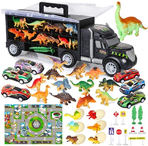 Dinosaur Toys For Kids 3-5 Dinosaur Truck Carrier Transport Truck Dinosaurs Toys For Boys And Girls 3 4 5 6 Years Old With Dino Eggs 23 Pcs Kids Toys Dinosaur - Creative Track-Building Edition