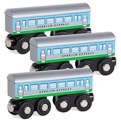 Toys 3 Pcs Large Wooden Railway Express Coach Cars Fits Thomas The Tank Engine Brio Chuggington Wooden Train - Interactive Railway Play Set