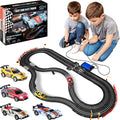 Slot Car Race Track Sets – Battery Or Electric Race Car Track With 4 Cars Dual Electric Race Track W/ 2 Remotes Lap Counter & Lights For Girls & Boys Age 8-12 - Creative Track-Building Edition
