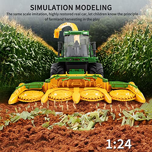 Remote Control Trucks Tractor Toy For Kids – 1:24 Rc Silage Harvester With Smoke Construction Vehicle Farm Tractors With Lights & Sounds Christmas Birthday Presents For Boys & Girls 3-8 Years Old - Hands-On Tractor Play Collection