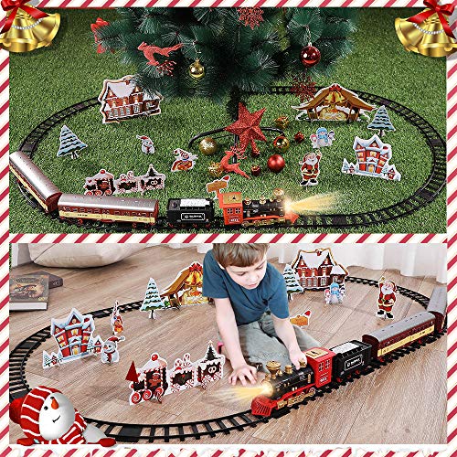 Cheap Train Sets With Steam Locomotive Engine Cargo Car And Tracks Battery Powered Play Set Toy W/ Smoke Light & Sounds For Kids Boys & Girls 3 4 5 6 7 Years Old - Interactive Railway Play Set