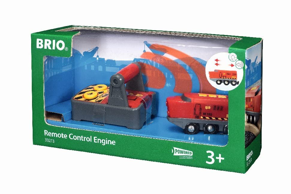 RIO World 33213 – RC Train – 2 Piece Wooden Toy Train Set For Kids Age 3 And Up - Interactive Railway Play Set